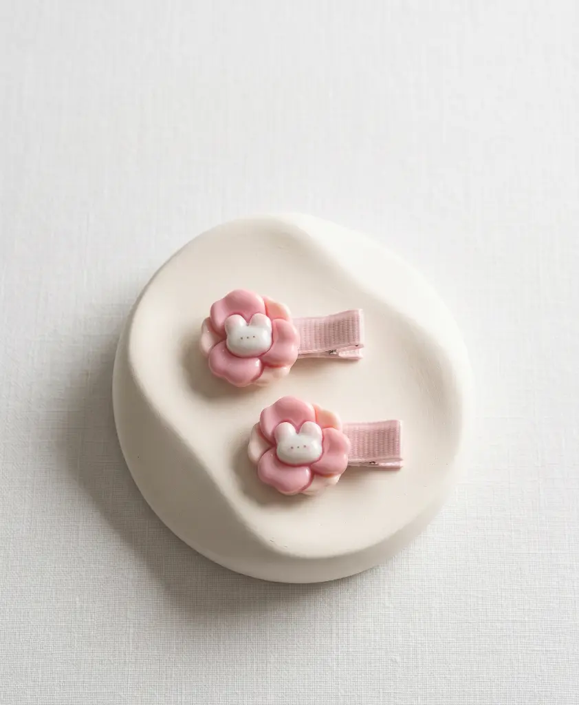 Pink Flower Hair Clip_detailshot.webp