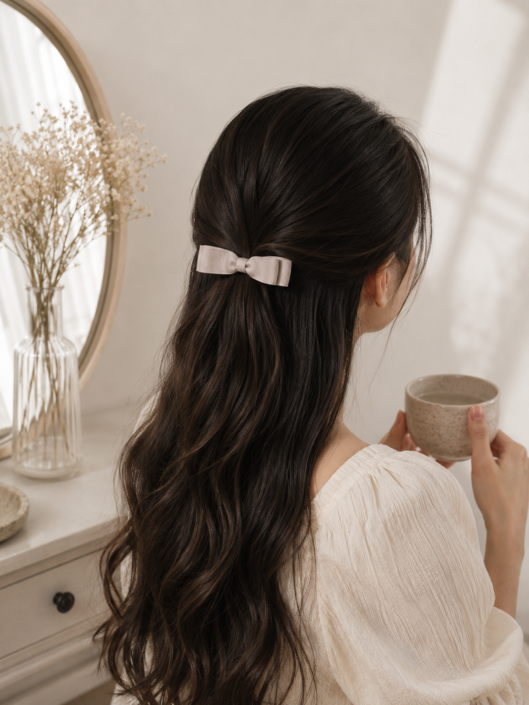 Classic Hair Bow (Taupe)