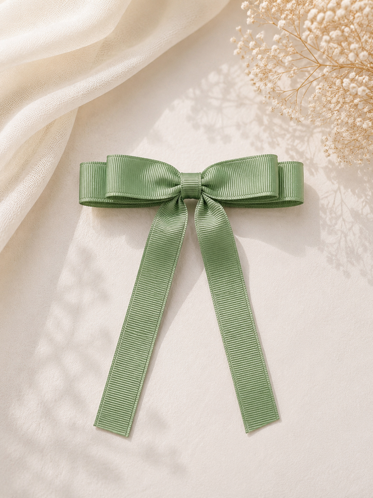 Classic Long Tail Bow (Sage Green)